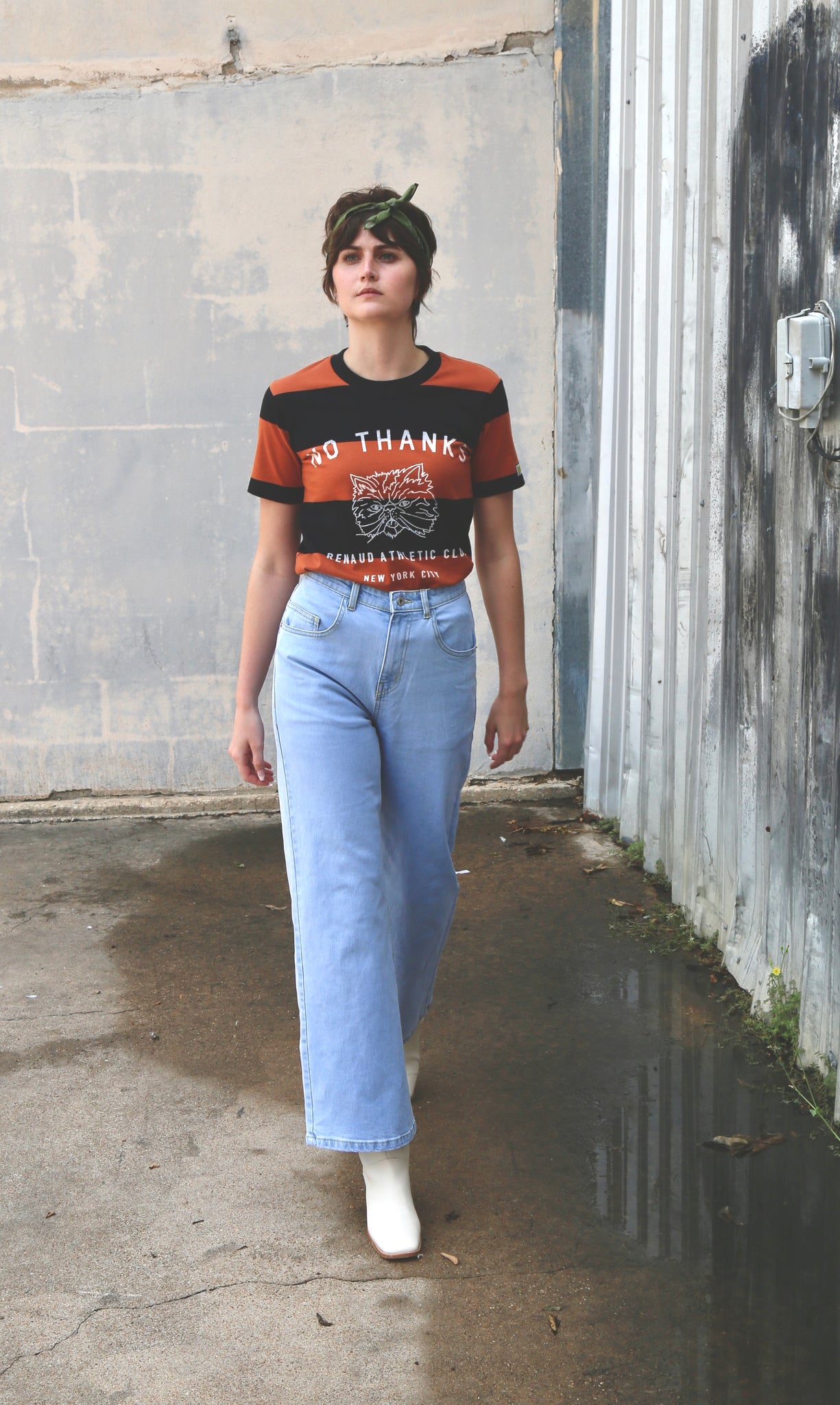 No Thanks Striped Tee