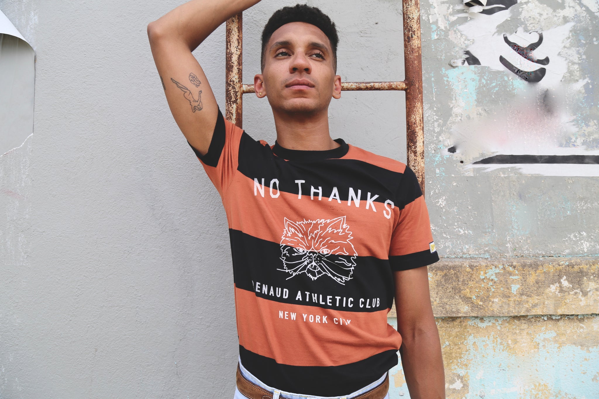 No Thanks Striped Tee